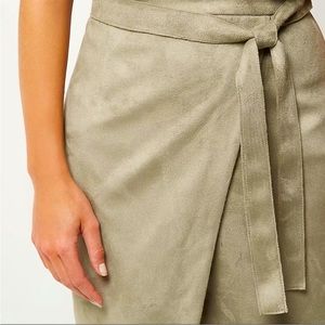 Khaki green faux suede wrap skirt